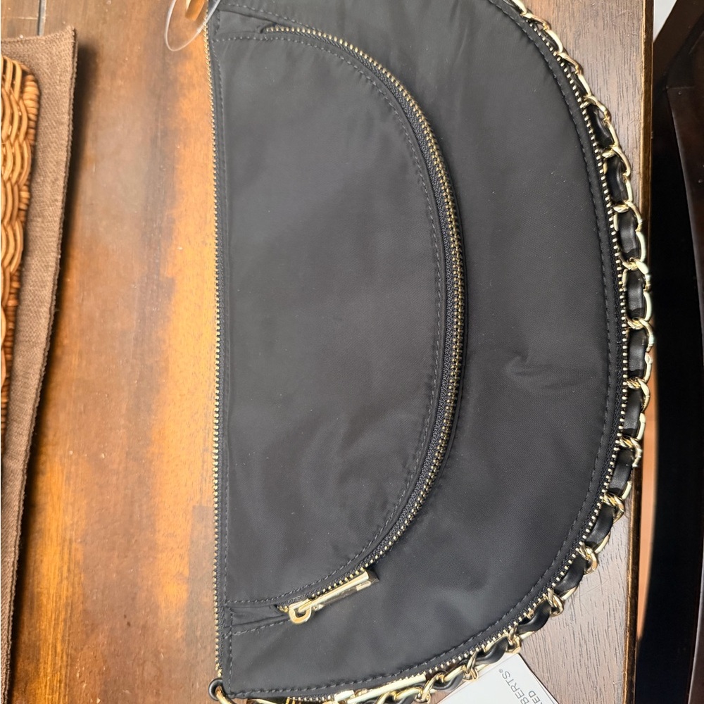 Sondra Roberts Navy Crescent Mini Bag with Gold Chain Strap - Picture 3 of 7